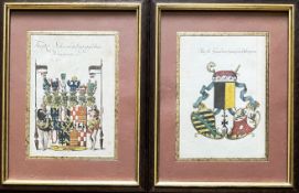 Zwei kolorierte Wappenstiche, 18. Jh., Fürstlich Schwartzburgisches Wappen und Fürstlich