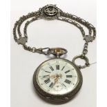 Große Taschenuhr, Silber, Zifferblatt mit römischen Zahlen und kleiner Sekunde, Altersspuren, Uhr