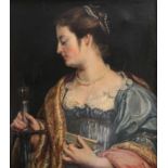 Unbekannter Künstler, flämische Schule, 17. Jh., Heilige Katharina von Alexandria. Profilportrait