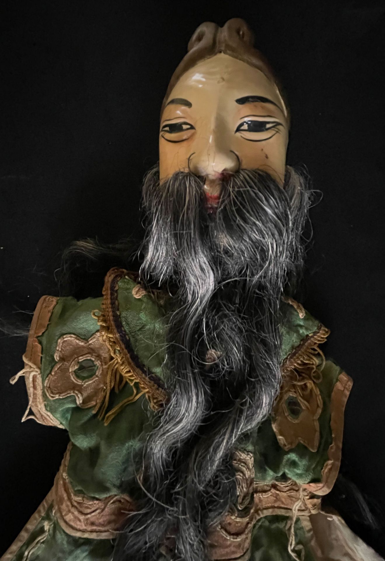 Antike asiatische Handpuppe,sog. Budaixi, wohl Taiwan um 1900. Alter Mann mit freundlichem Gesicht - Image 3 of 4