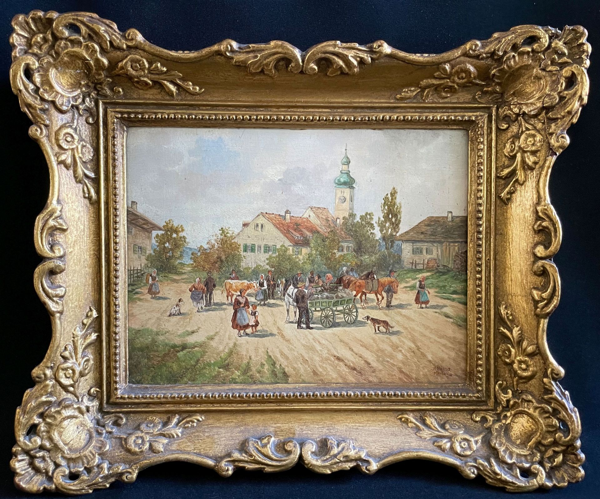 Vier Gemälde: Erich Bahr, Postkutsche vor Stadttor, signiert, Öl/Karton, 28 x 22 cm; Hans Menhard, - Image 7 of 13