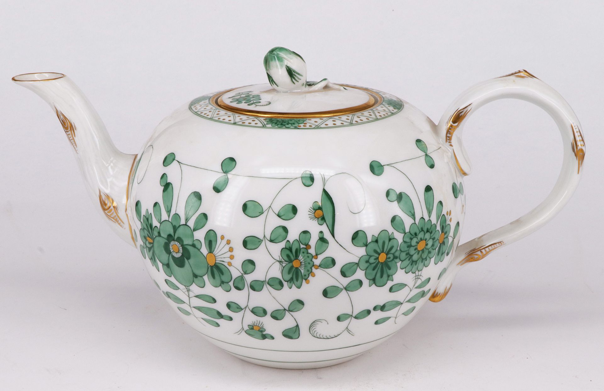 Meissen, Teekanne, Indisch Grün, Schwertermarke Meißen, H. 14 cm - Image 3 of 3