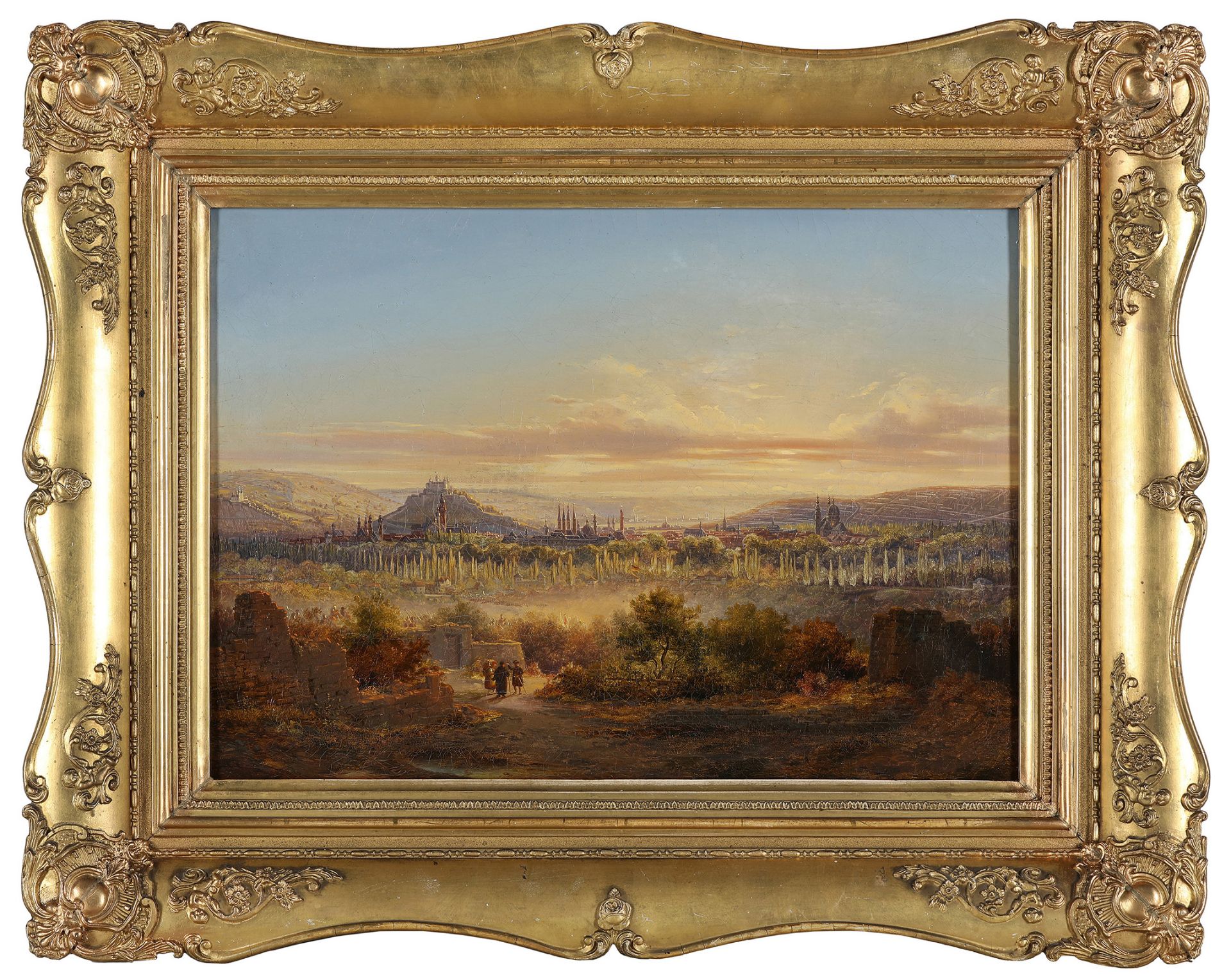 Andreas GEIST (?-1860), Ansicht von Würzburg. Blick vom Letzten Hieb auf die Stadt im Tal mit den - Image 2 of 4