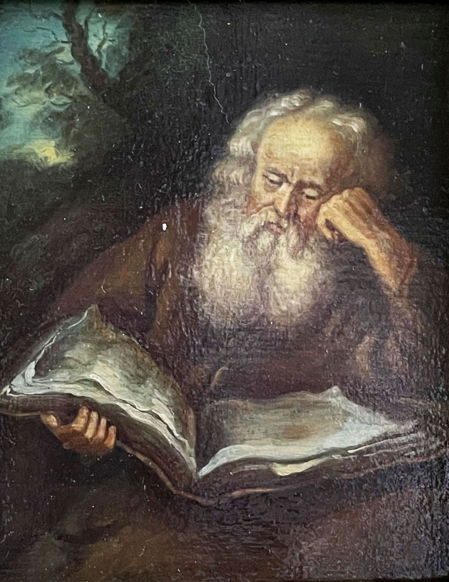 "Eremit" nach Salomon Koninck, gelungene Kopie des bärtigen Alten, der in einem Buch liest, Öl/Holz, - Bild 2 aus 2