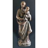 Spanien, 19. Jh., Mutter Gottes mit dem Jesusknaben, Holz, Altersspuren, H. 123 cm
