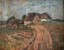 Jacob AGERSNAP (1888-1958), Landschaft mit Bauernhof, signiert, rücks. Etikett (nur teils lesbar),