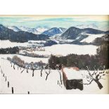 Arnold Balwé (1898-1983), Alpenvorland im Winter, signiert, rückseitig bez., Öl/Lwd., 72 x 99 cm