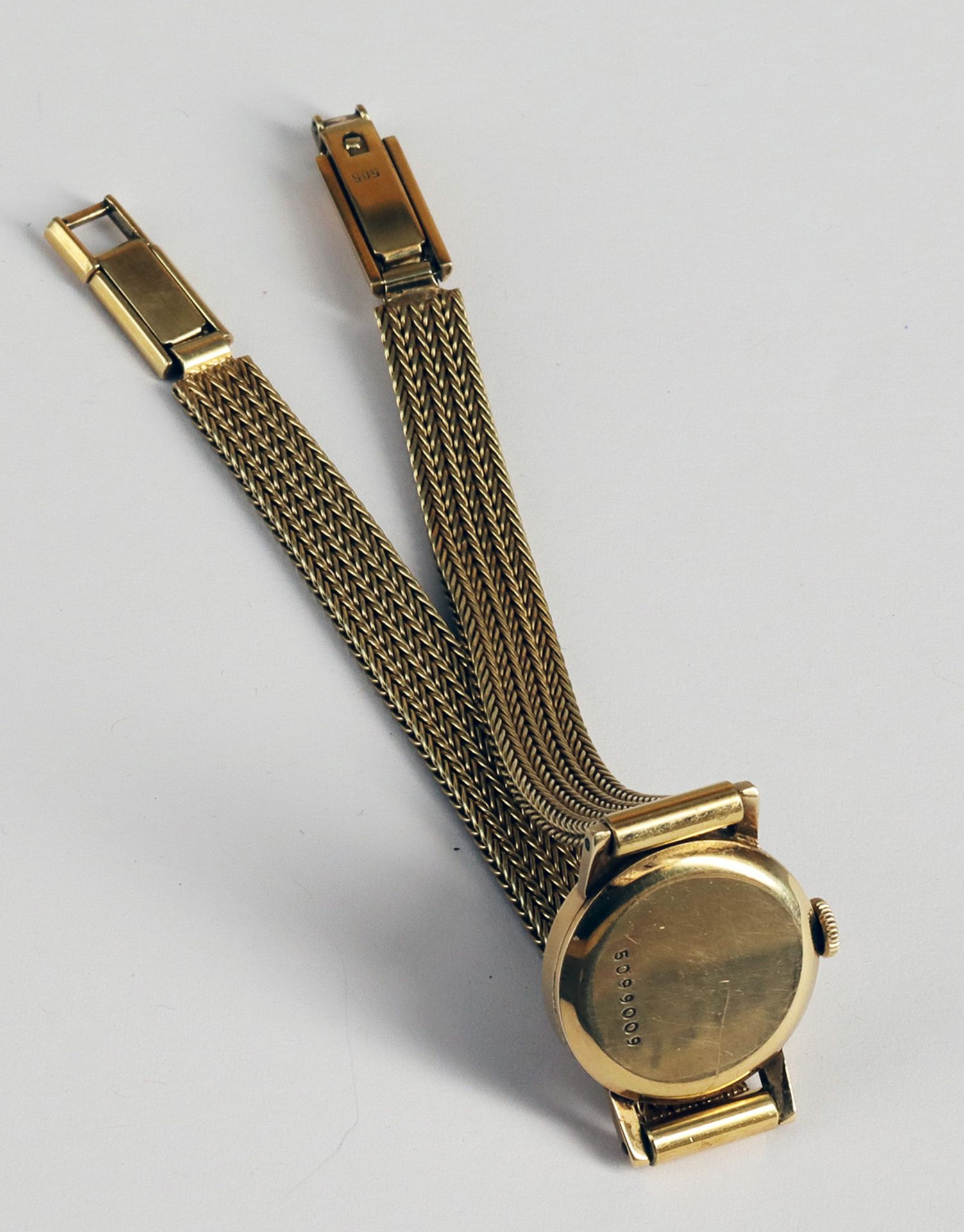 Eterna, Damenarmbanduhr mit Band, 585er Gelbgold, gepunzt, Gehäuse Nr. 5099009, Uhr läuft (Werk - Bild 3 aus 3