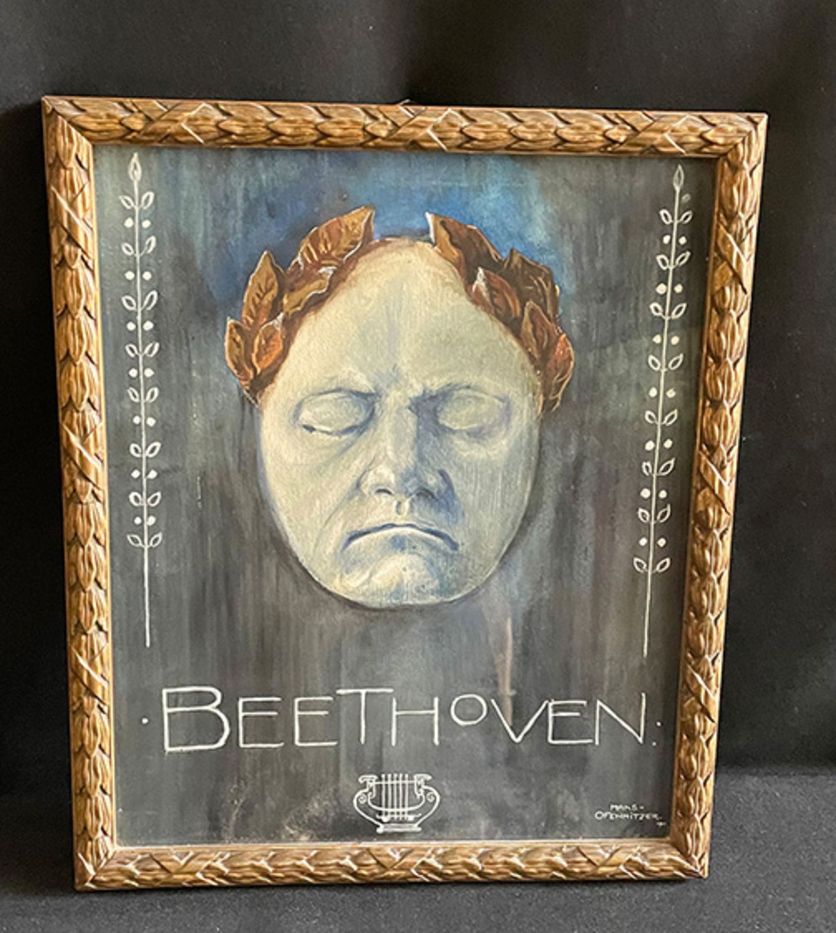 Hans Ofenhitzer, Beethoven Totenmaske, signiert und datiert: "1911"; Aquarell, 33 x 27 cm - Bild 3 aus 3