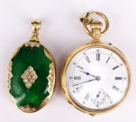 Taschenuhr und Medaillon: Frackuhr oder Taschenuhr, 750er GG, mit kleiner Sekunde und römischen