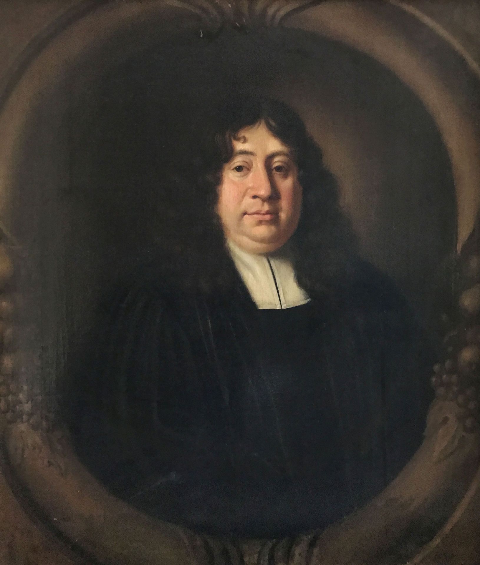 Portrait eines Geistlichen in gemalter Rahmung mit Früchten, 18. Jh., Öl/Lwd. (aufgez.), - Image 7 of 7