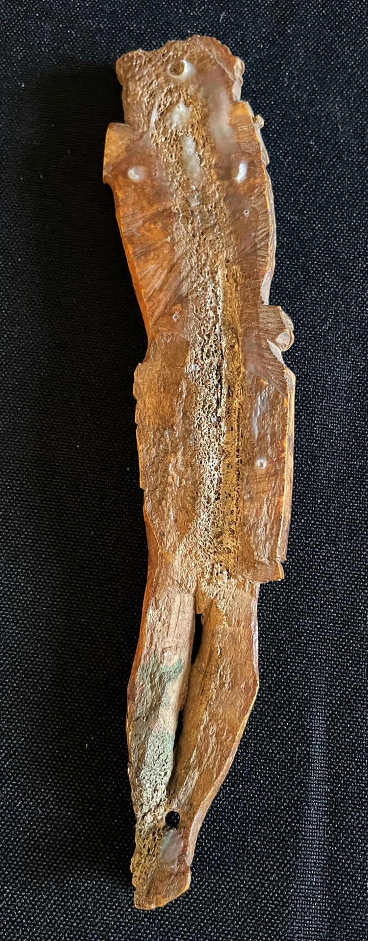 Corpus Christi, Alter unbekannt, Knochen, Altersspuren, Arme nicht vorh., L. 15,5 cm - Bild 2 aus 2