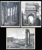 Luigi Rossini (1790-1857), drei Ansichten von Rom, Radierungen: "Veduta Generale del Foro Romano",