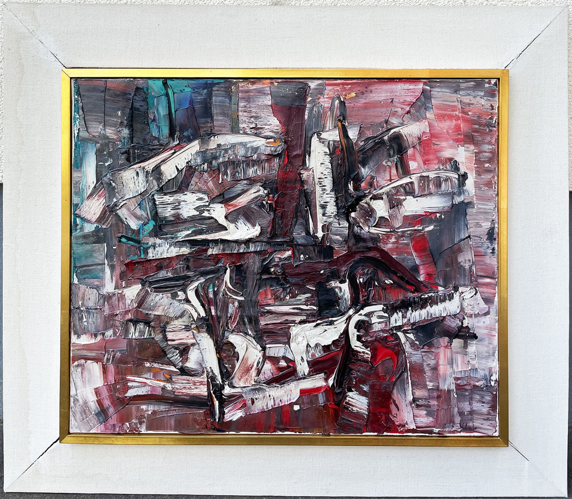 Jean Paul Riopelle, "Au bord de l'etang", 1957: Abstrakte Komposition in Rot, Schwarz und Weiß mit - Image 6 of 26