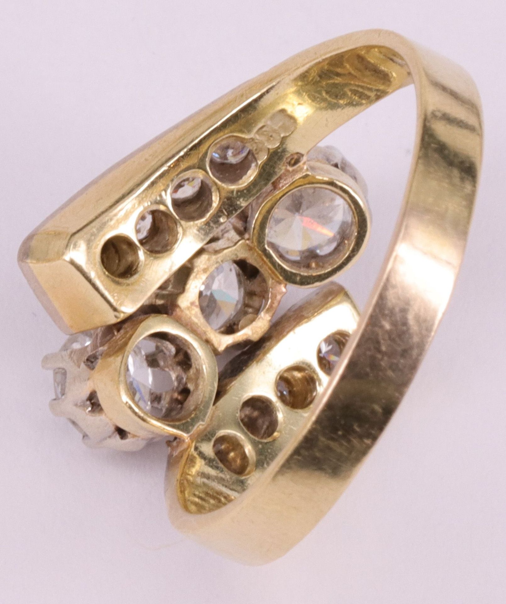 3 Damenringe mit Diamanten: Ring, 750er WG, mit zentralem Stein und 10 Steinen im Kreis (davon einer - Image 3 of 8