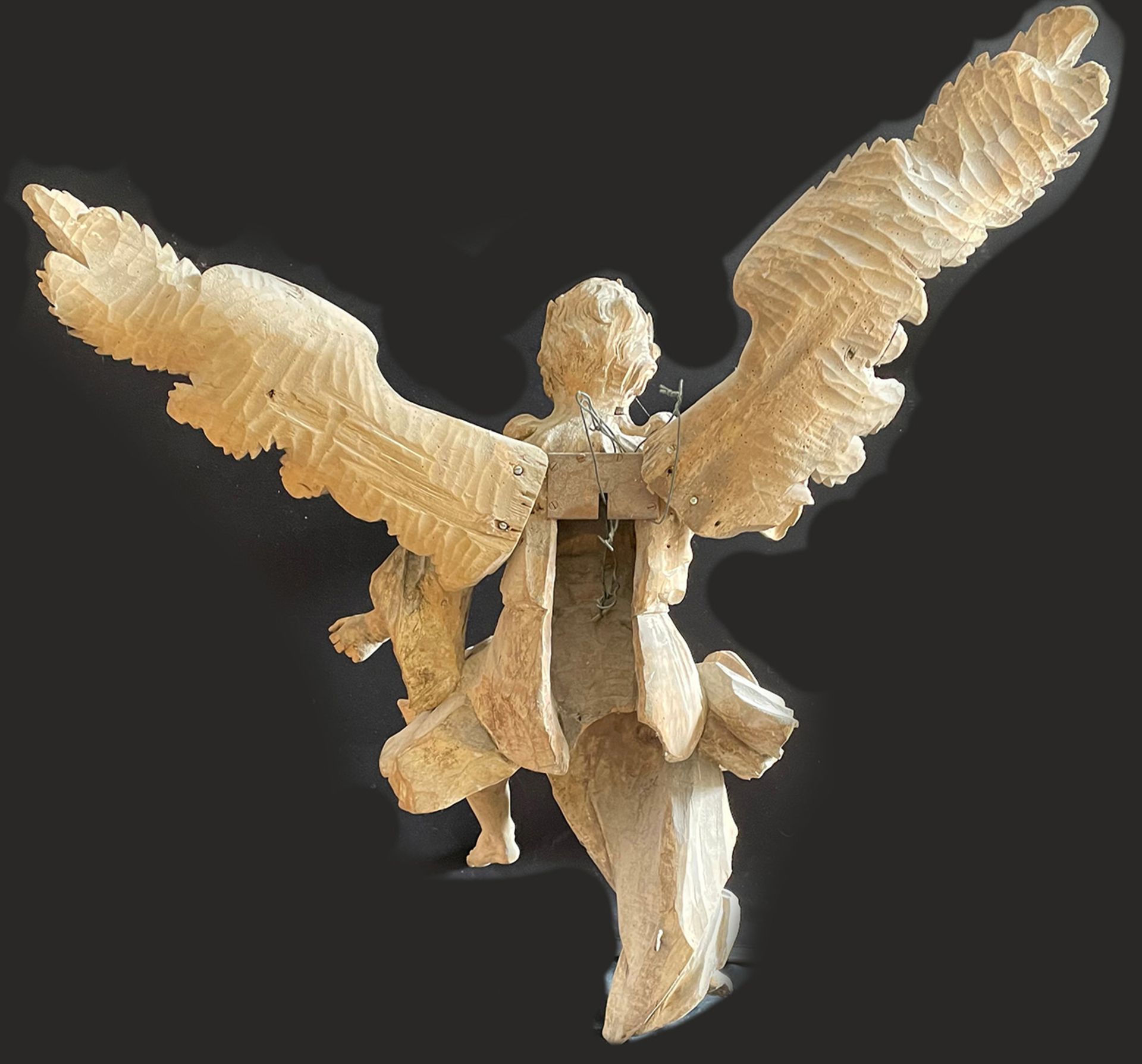 Engel, Holz, 18. Jh., große Barockplastik, großer Barockengel, Baroque angel made of carved wood, - Image 3 of 10