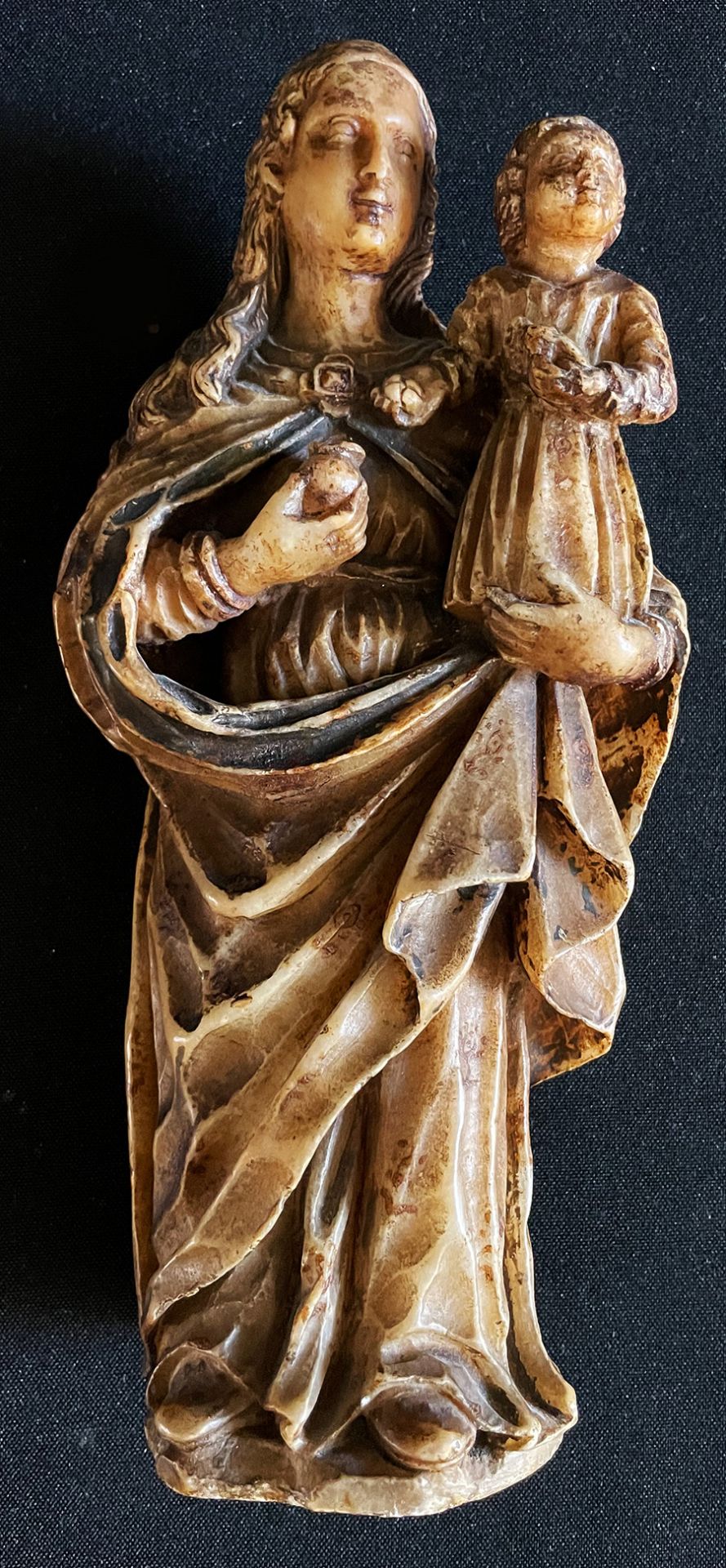 Süddeutschland 18. Jh. (?), Madonna, Speckstein oder Alabaster, teils mit farbiger Dekoration,