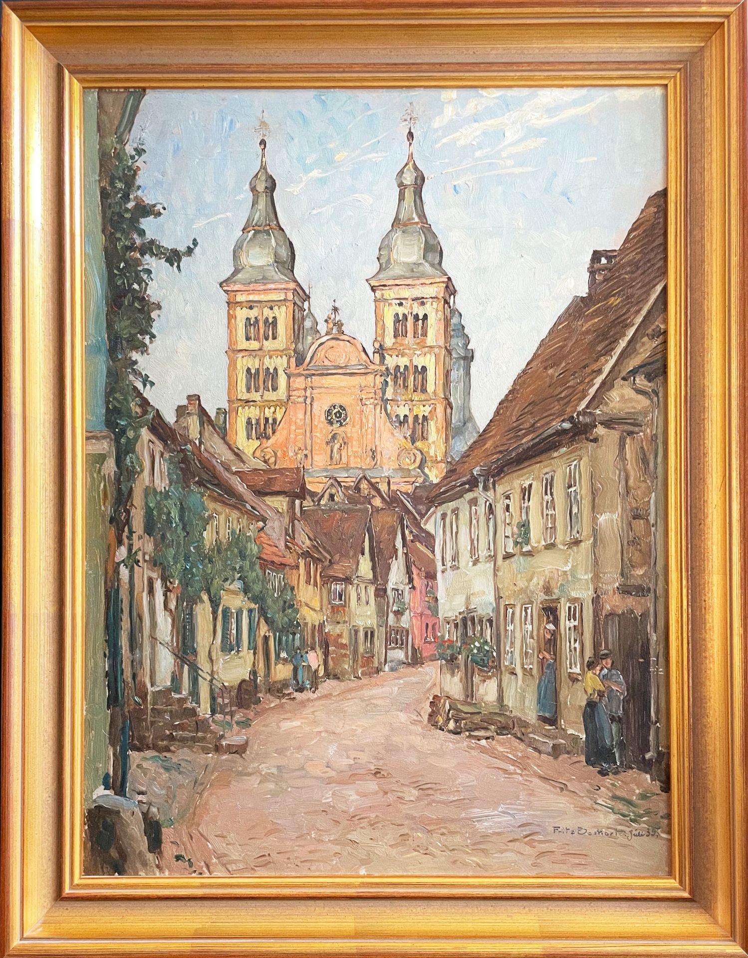 Fritz Beckert (1877-1962), Blick auf die Fassade der Abteikirche des Klosters Amorbach sowie eine - Bild 4 aus 5