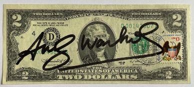 WARHOL, ANDY (1928-1987), 2 Dollar, Jefferson, 1976, Autograph,Multiple entsprechend der Two-