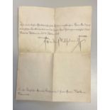 Eigenhändiger Brief mit Unterschrift Wilhelm I., deutscher Kaiser und König von Preußen (1797-1888).