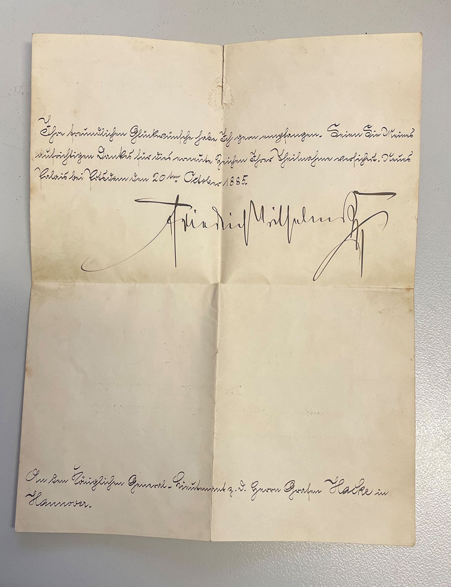 Eigenhändiger Brief mit Unterschrift Wilhelm I., deutscher Kaiser und König von Preußen (1797-1888).