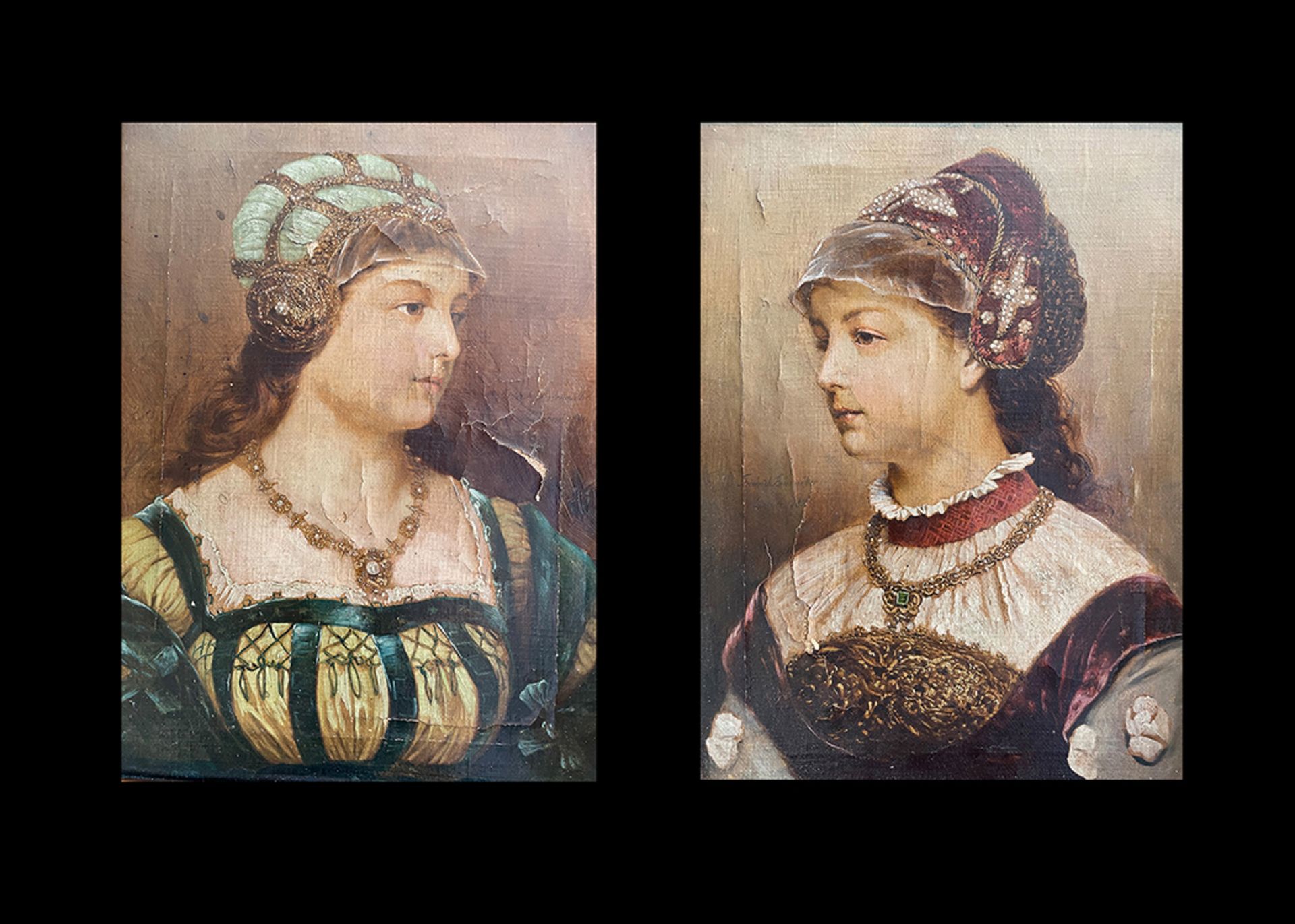 Friedrich BODENMÜLLER (1845-1913), 2 Portraits von Frauen / 2 x Portrait of a woman, beide