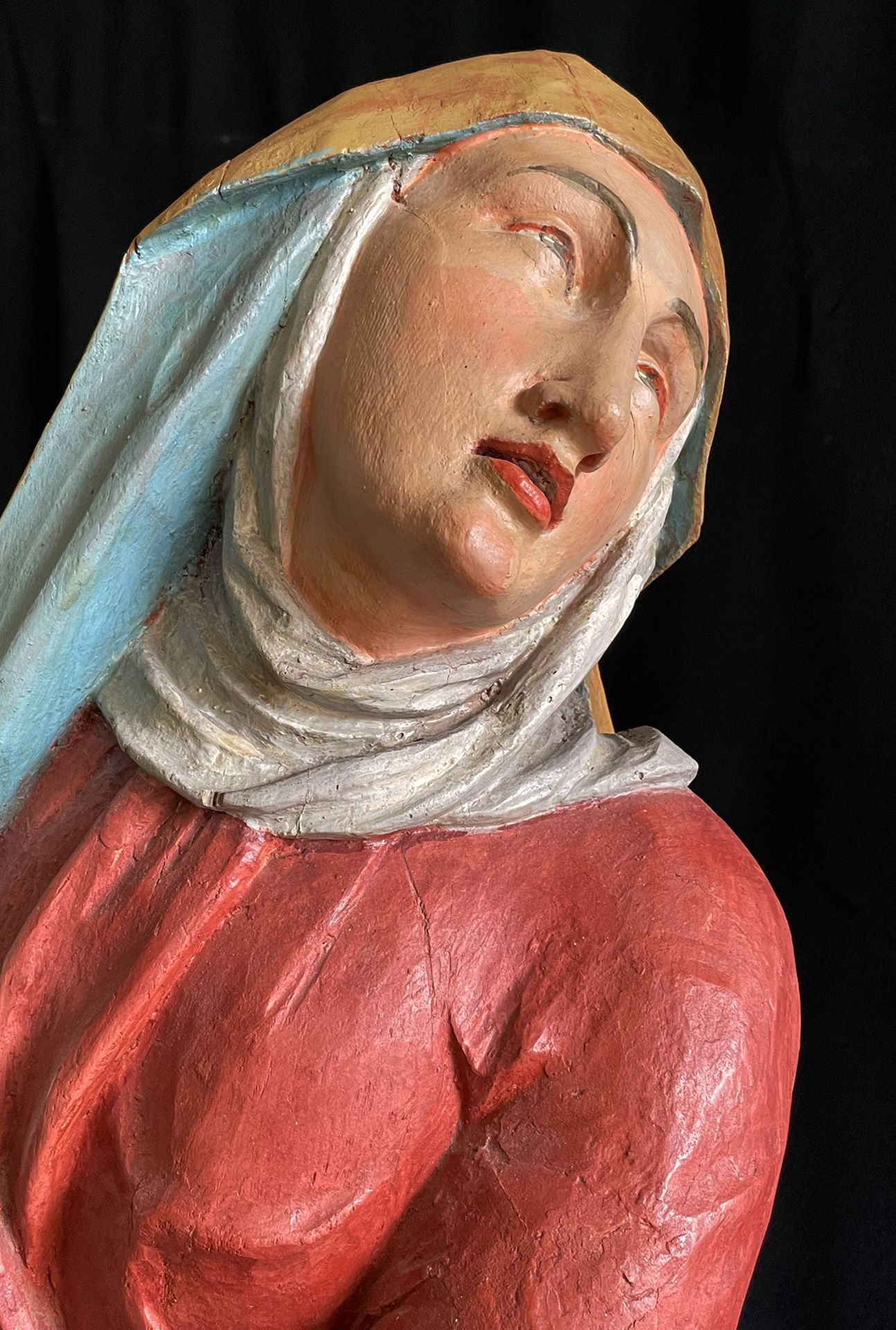 Franken, 18./19. Jh., Maria als Schmerzensmutter, in rot-blauer, faltenreicher Gewandung, mit - Image 4 of 7