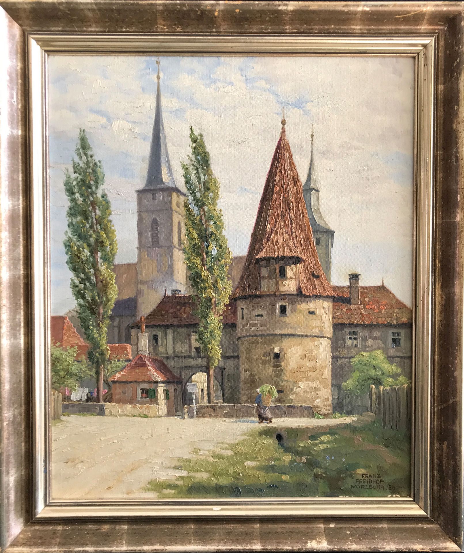 Franz Freidhof (1874-1958), vier fränkische Ansichten: Schloss Mespelbrunn, sign. und dat. 1934, - Bild 5 aus 13