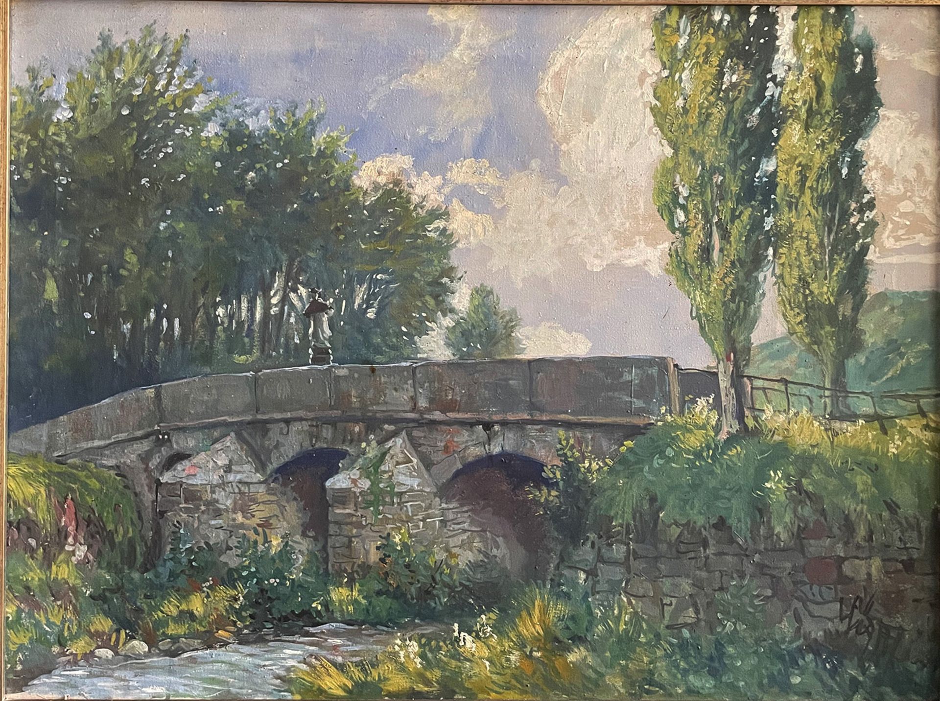 Peter Würth (Würzburg 1873  1945 -Veitshöchheim, fränkischer Künstler), Ansicht der Nepomukbrücke - Bild 2 aus 5