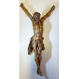 Kruzifixus, Holzschnitzerei, 18. Jh. Korpus Christi, Dreinageltypus, Holz, naturalistische