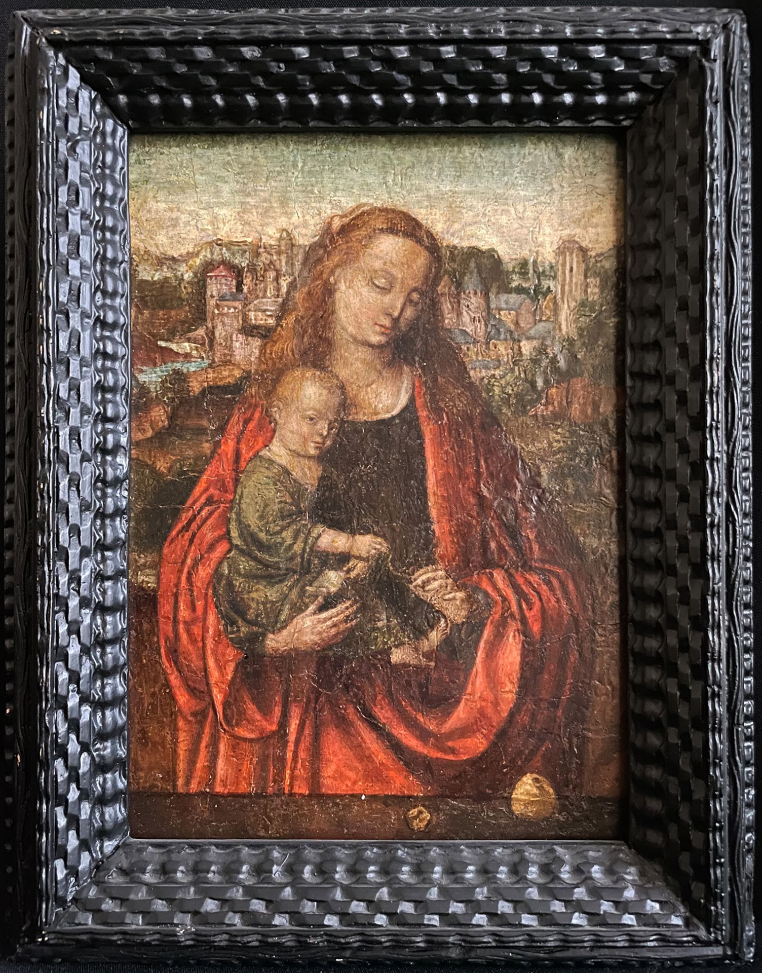 Unbekannter Künstler, süddeutsch 17. Jh. ?, Madonna: Maria umfängt mit ihren Armen und dem roten - Bild 2 aus 3