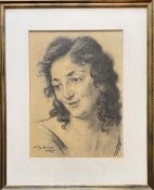 Willy Exner (1888-1947), Frauenportrait, Kohlezeichnung, sign. und dat. 1945, 42 x 29 cm,