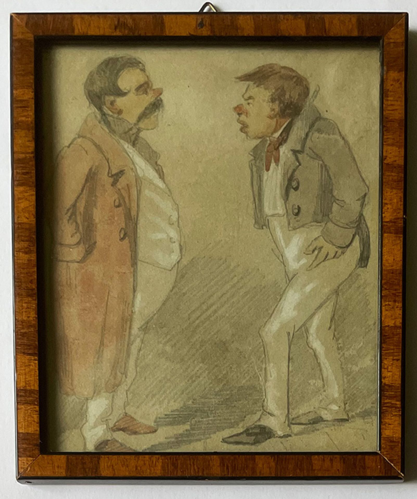 Unbekannter Künstler, 19. Jh., 2 Männer im Streit, beide mit Rotweinnasen, Zeichnung, mit Rahmen - Bild 2 aus 3