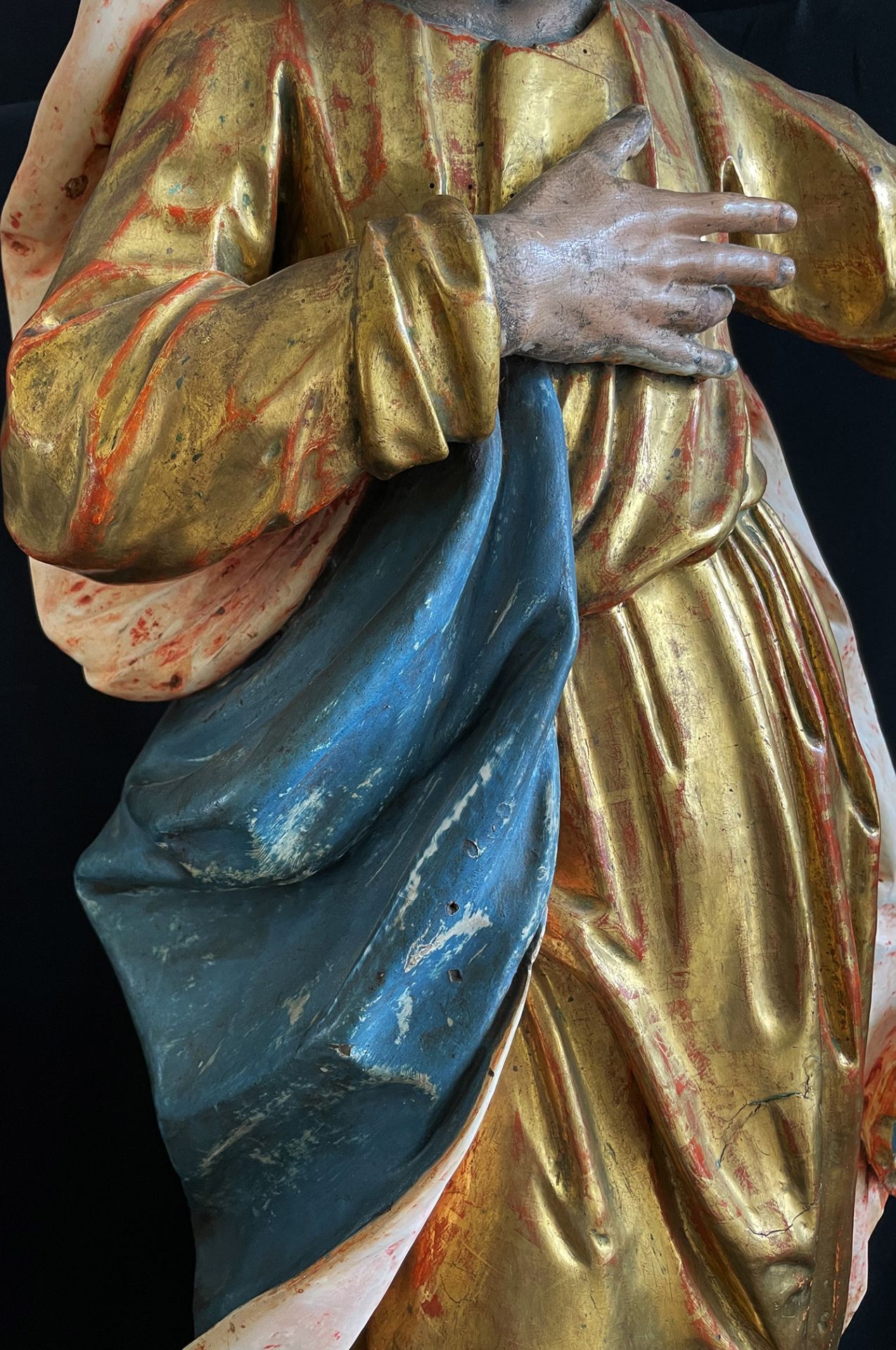 Süddeutsch 18. Jh. Alttestamentarische Figur eines bärtigen Mannes in faltenreichem Gewand mit - Image 5 of 8