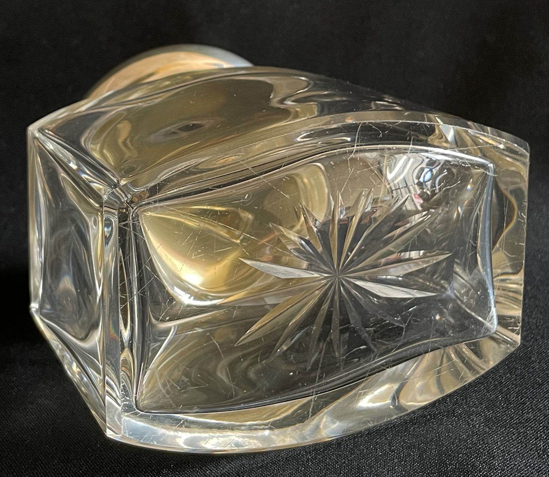 Großes Glasgefäß mit Silberdeckel, um 1900, 835 Silber, gepunzt, Innenkante und Stopfen min.best., - Image 2 of 5