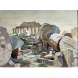 Karl Clobes (1912-1996), Ruinenlandschaft auf der Akropolis, signiert und datiert '41, Aquarell,