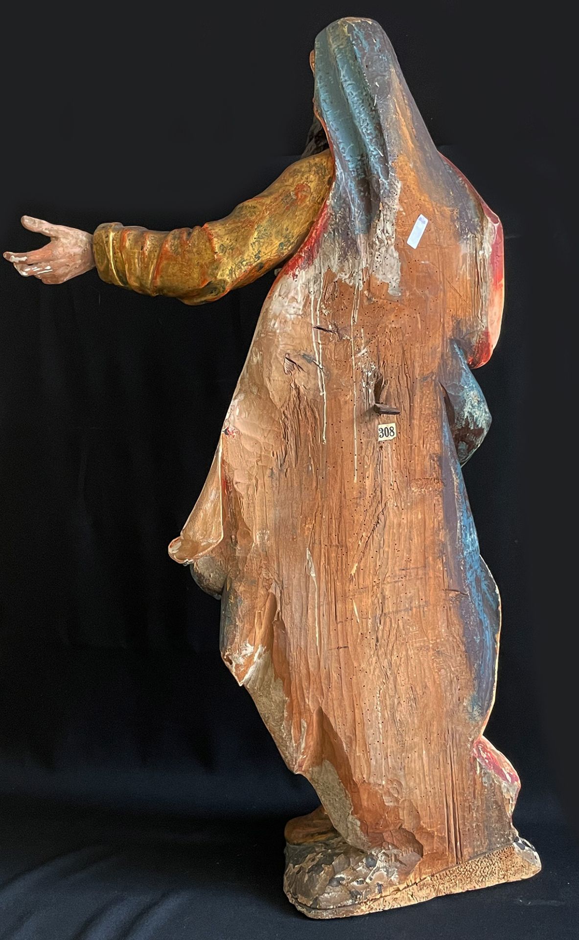 Süddeutsch 18. Jh. Alttestamentarische Figur eines bärtigen Mannes in faltenreichem Gewand mit - Image 6 of 8