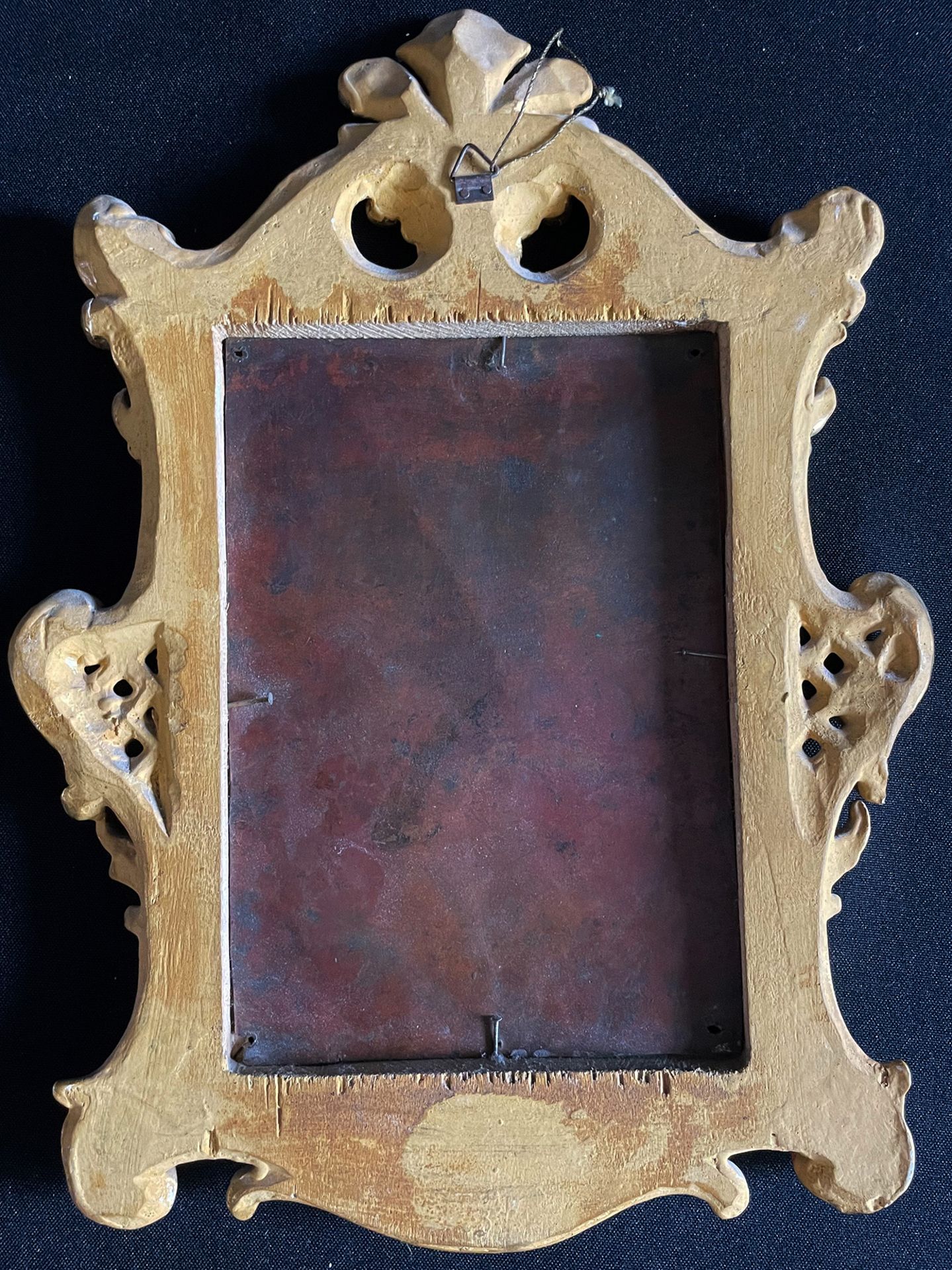 Strahlenkranzmadonna mit Rosenkranz, 17./18. Jh., Öl auf Kupferplatte, 18 x 12 cm, mit Rahmen 30 x - Bild 2 aus 4