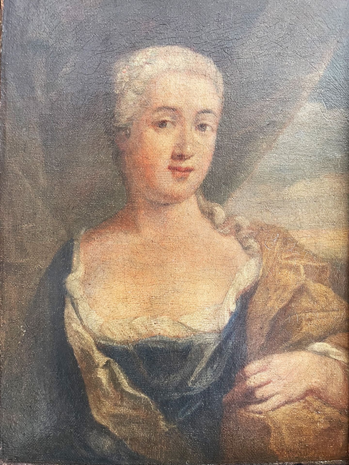 Unbekannter Künstler, 18. Jh., Portrait einer Dame, portrait of a lady, Öl/Lwd (aufgez., alte - Bild 4 aus 4