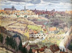 Fritz Beckert (1877-1962), Blick auf Rothenburg ob der Tauber mit der Tauberbrücke im Vordergrund