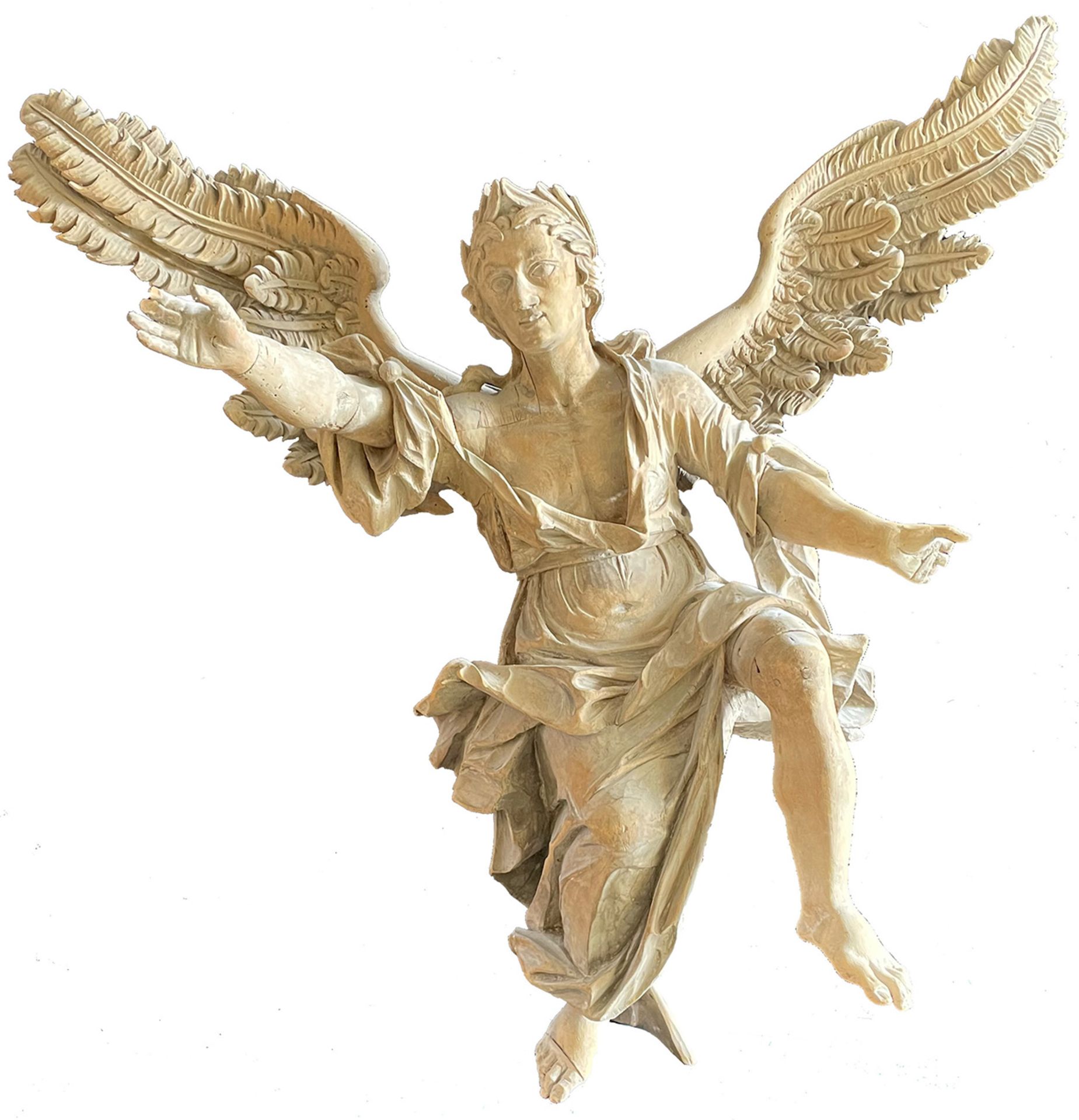 Engel, Holz, 18. Jh., große Barockplastik, großer Barockengel, Baroque angel made of carved wood,