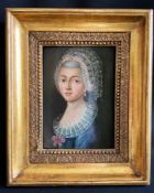 Unbekannter Künstler, 18. Jh., Portrait einer Dame mit blauen Augen, Öl auf Holz, 24 x 18 cm