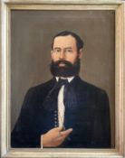 Biedermeier-Portrait, Brustbild eines Herren mit Bart und Siegelring, Öl/Lwd., rücks. monogr. W.