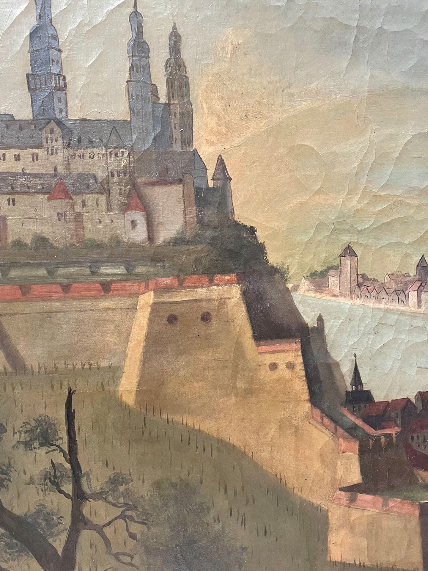 Unbekannter Künstler um 1800. Blick auf die Festung Marienberg, den Main, die Stadt und die Weinlage - Image 4 of 6