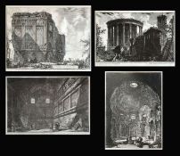 Giovanni Battista Piranesi (1720 Venedig - Rom 1778), 4 Radierungen: "Tempio antico volgarmente