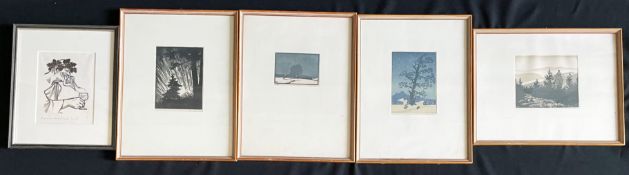 Konvolut von fünf Holzschnitten: Richard Rother, Weingeist, monogr., 16 x 12,5 cm; Albert Banska,