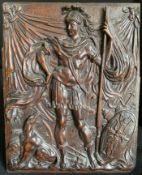 Relief um 1800, Holz, Soldat, Krieger mit Hund, Aktaion?, 33 x 26 cm