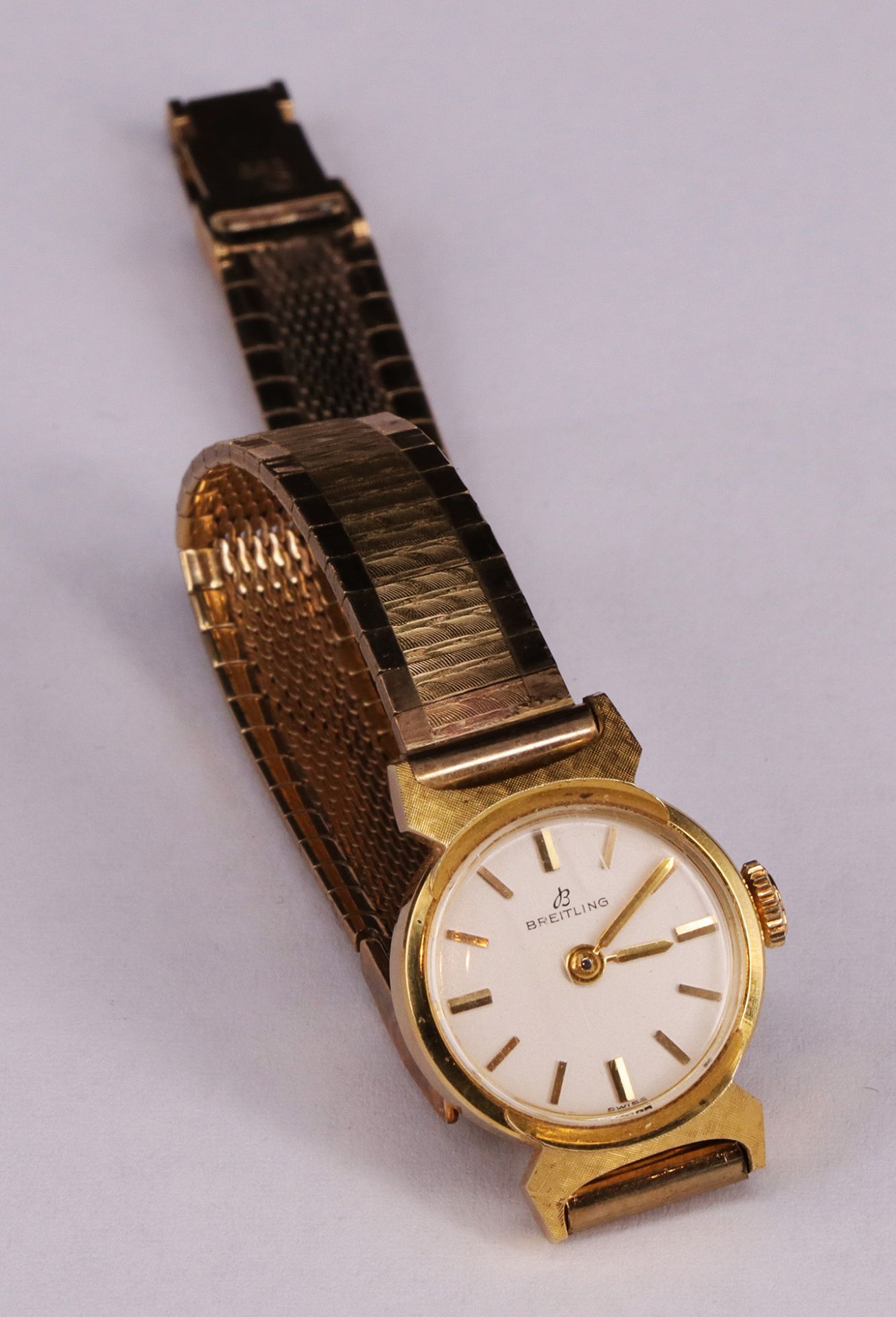 Breitling DAU, 750er GG, Band 333er GG, Uhr läuft an, Werk nicht geprüft, L. 18,5 cm, ges. 20,3 g; - Image 5 of 6