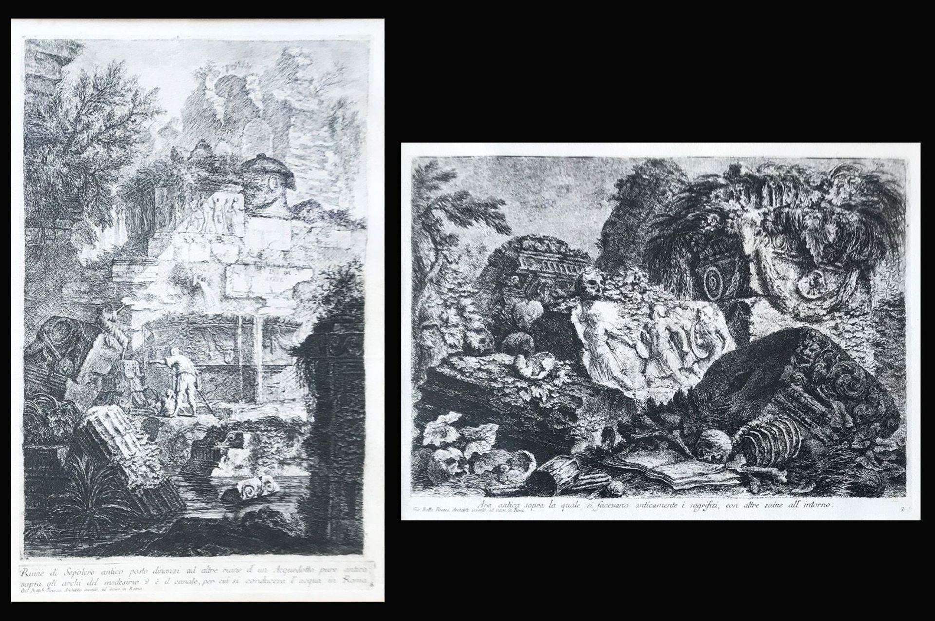 Giovanni Battista Piranesi (1720 Venedig 1778 Rom), zwei Radierungen: "Ruine di Sepolcro antico