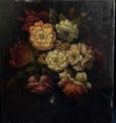 Unbekannter Künstler, 18./19. Jh., Blumenstilleben in Vase, rücks. Etikett mit Aufschrift: